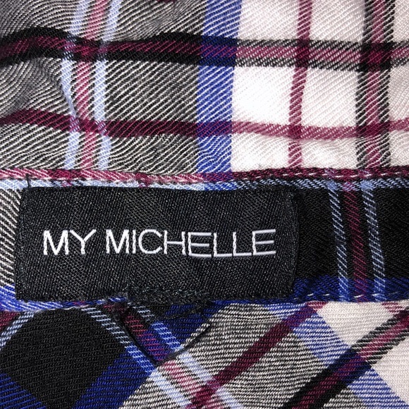 My Michelle size medium blue plaid flannel top - Picture 5 of 7